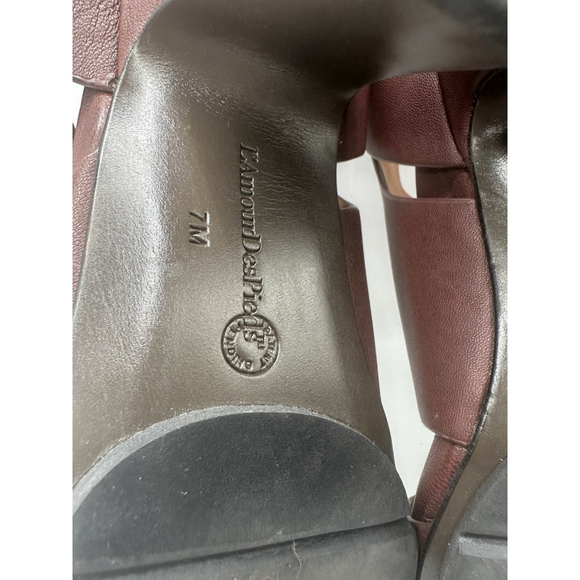 l'amour des pieds sling back heels womens 7m Shoes brown leather open toe straps - Picture 10 of 13